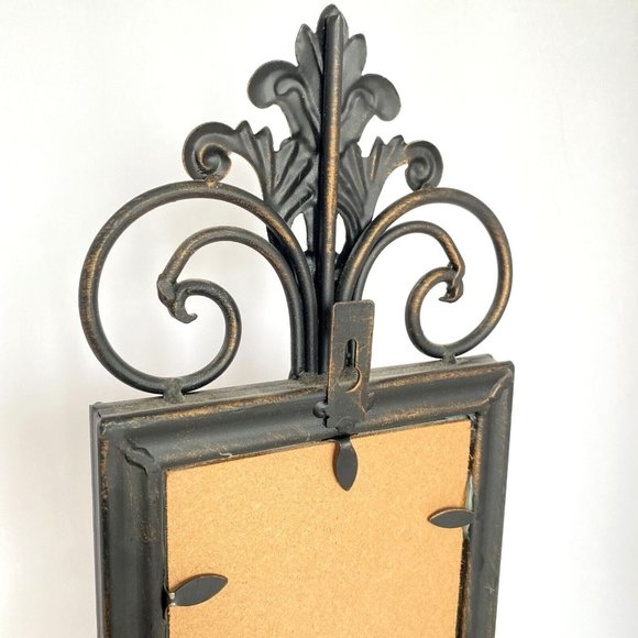 Distressed Metal Mirrored Pillar Candle Pair of 2 Bronze Toned Wall Sconces - Picture 8 of 9